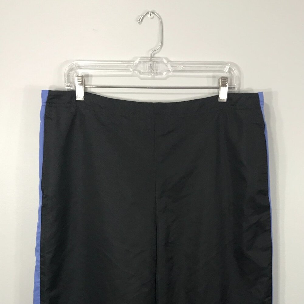 Lady Foot Locker Sweat Pants Women's XL Black w/ Blue Stripe Drawstring, Fleece